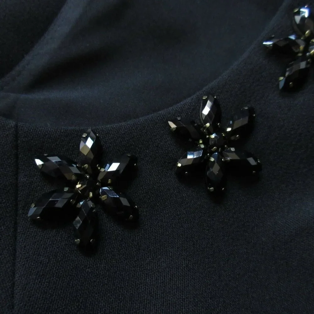 NWT kate spade Floral Cluster Diana in Black Jewel Embellished Crepe Dress 4